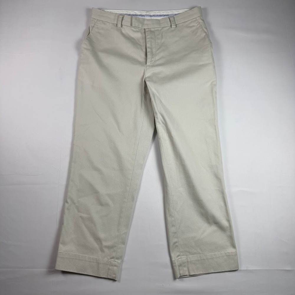 Ralph Lauren Sport Womens Khaki Tan Cotton Chino Straight Leg Pants Size 8 VTG